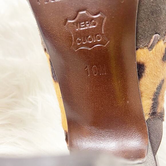 Donald J. Pliner 10 M Womens Brown Animal Print Leather Calf Hair Viggo  Heels - Picture 9 of 10